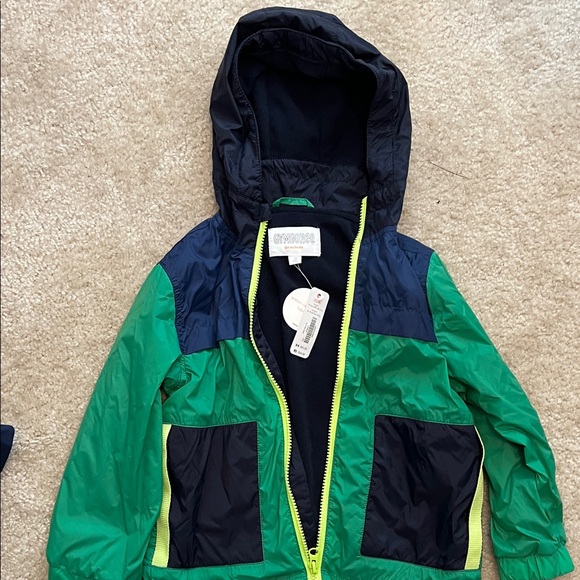 Gymboree Other - Gymboree Green and Navy Fleece Lined Hooded Raincoat